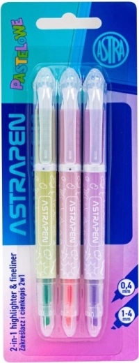 Astra highlighters 2-in-1 pastel, set of 3 pcs