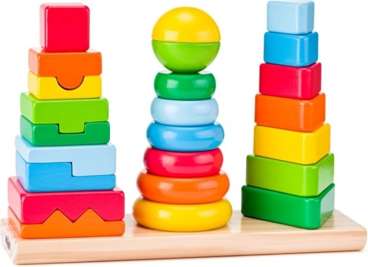 Puzzle géométrique en bois – 3 tours