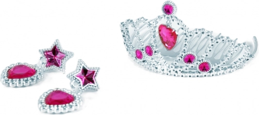 Couronne de princesse rose avec boucles d’oreilles