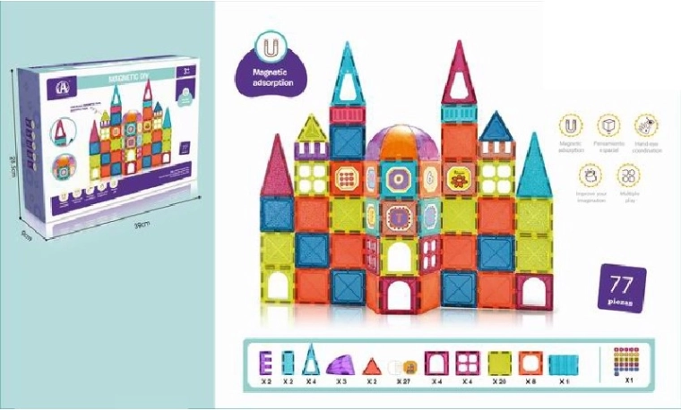 Jeu de construction magnétique 3D – 77 pièces
