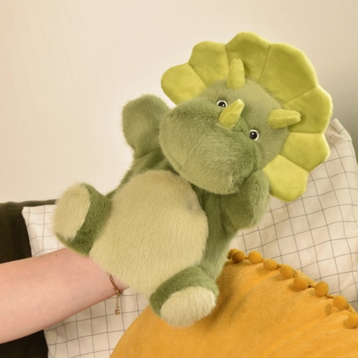 Histoire d'Ours marionnette en peluche dinosaure vert 24 cm
