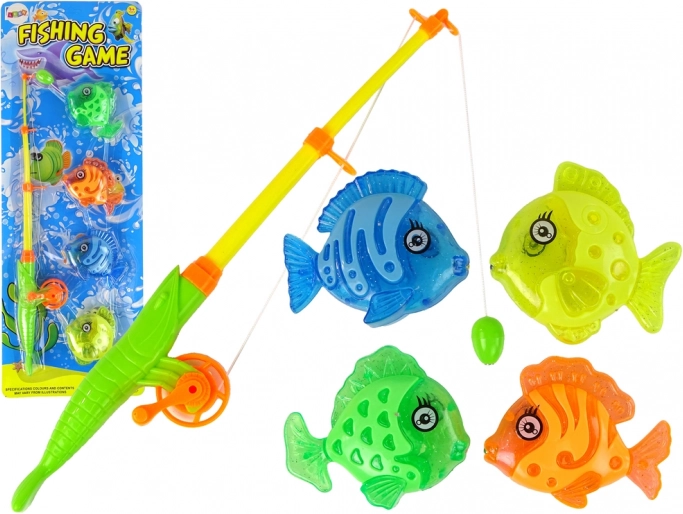 Fishing game with a rod and 4 magnetic fish