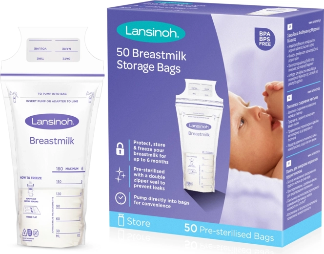 Sachets de conservation du lait maternel LANSINOH 180 ml, 25 pcs