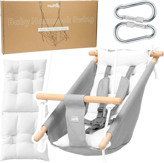 Children’s swing and hammock chair MALO WAVE grey-white
