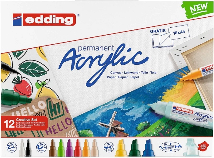 Edding Creative Acrylic Markers – set of 12 colors