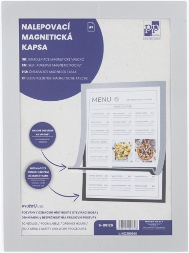 Pochette magnétique adhésive A5 avec bord argenté