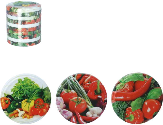 Set of canning lids 82 mm with vegetable design, 10 pcs