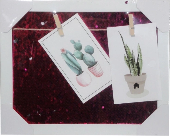 Sequin Photo Frame 23 × 28 cm with String and Clips