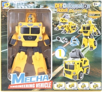 Folding Screw-Together Robot Yellow 2-in-1 – Truck with Excavator