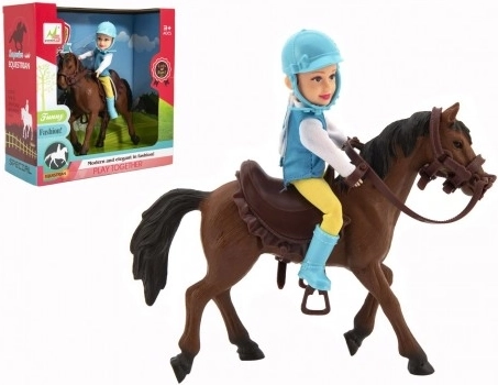 Horse + doll/jockey plastic 20 cm