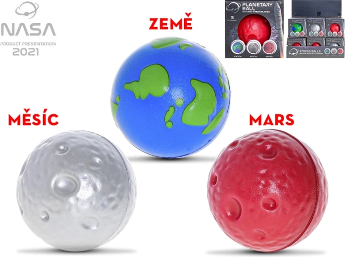 NASA Planet Stress Ball – Earth, Moon and Mars, 7 cm foam