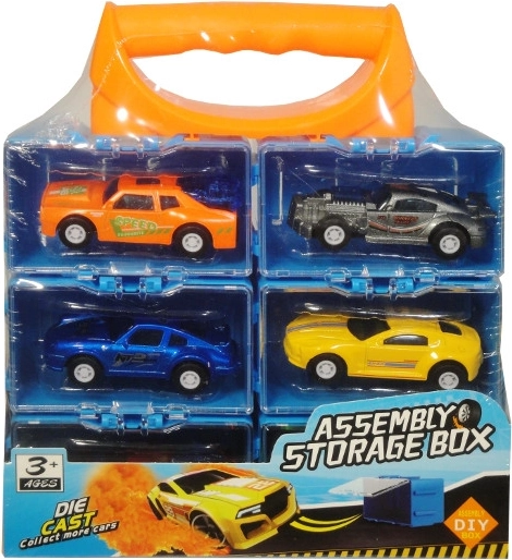 Voitures de sport métalliques à rétrofriction, 6 pièces dans une mallette