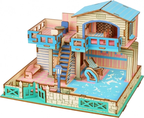 Woodcraft houten 3D-puzzel Villa op het eiland Lembongan