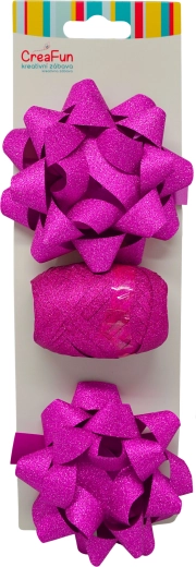 Sparkling light pink gift wrapping set with ribbon and star bows