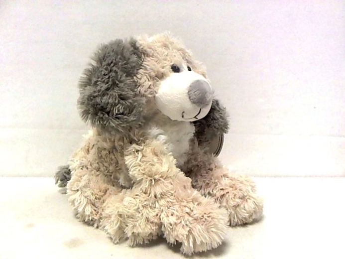 Chien en peluche Addy avec ventre blanc 20 cm écru