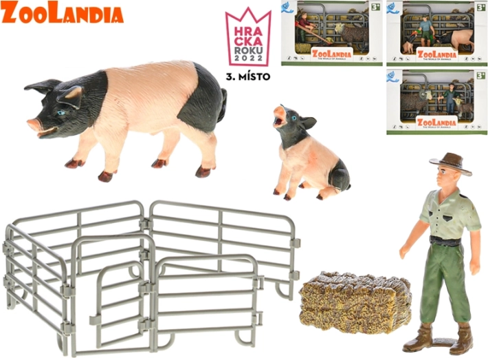 Zoolandia boerderij met dier, jong en accessoires (4 soorten)