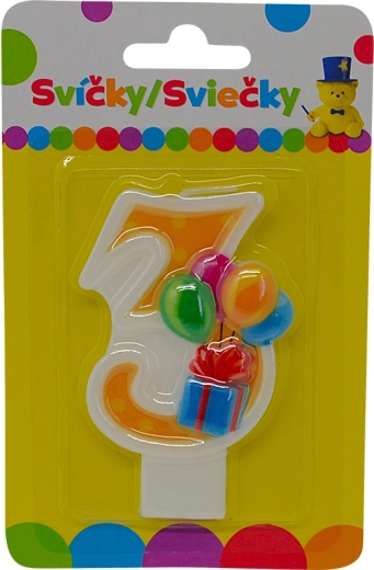 Bougie d’anniversaire avec ballons chiffre 3