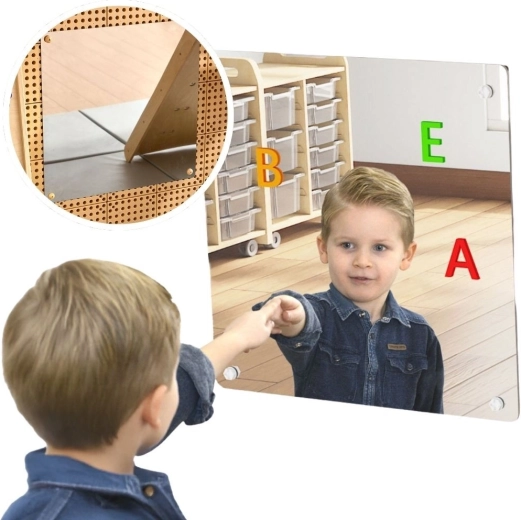 Masterkidz groot magnetisch spiegelpaneel voor STEM-borden 60 × 60 cm