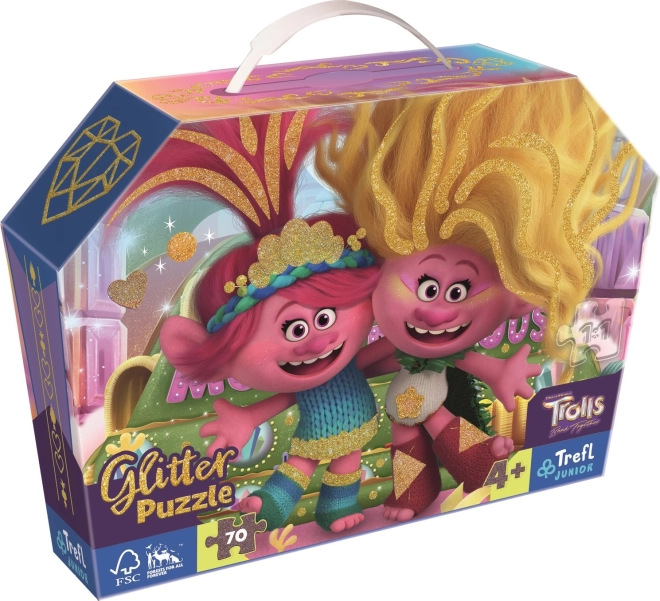 Puzzle 70 piece Glitter in a suitcase Brocade Trolls