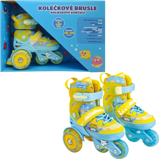 Patins à roulettes lumineux pour enfants jaunes (taille 26–30)