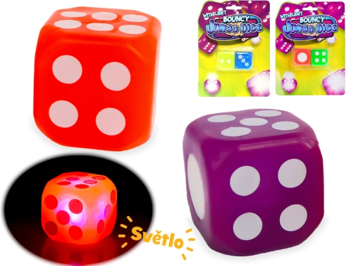 Lichtgevende Jumbo dobbelstenen 3,6 cm – set van 2 stuks