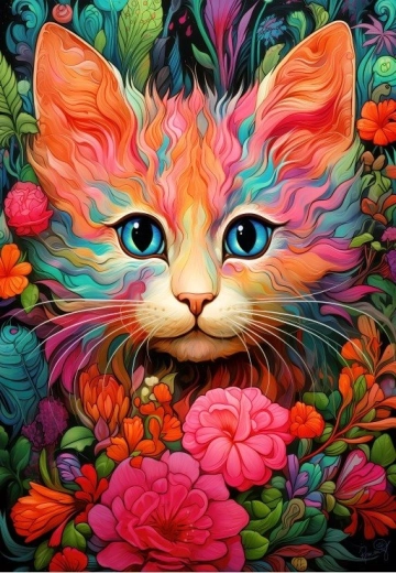 Puzzle Kitten and Flowers 1000 Pieces