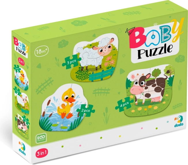 Dodo Kinderpuzzle Bauernhoftiere 3-in-1 (2, 3, 4 Teile)