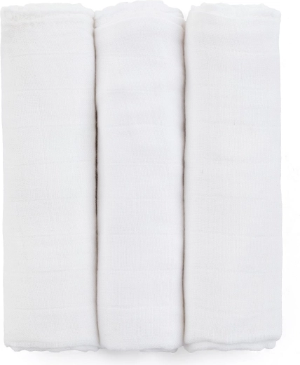 Langes en mousseline de bambou PETITE&MARS Moussy Total White 68 × 68 cm (lot de 3)