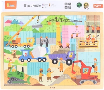 Wooden Puzzle 48 Pieces – Construction Machines