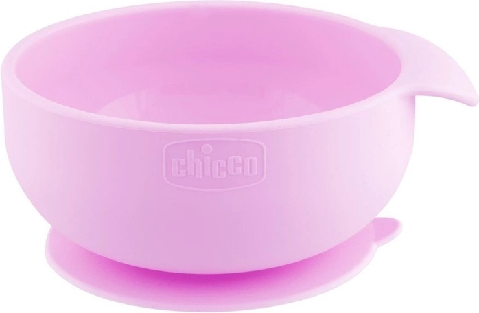 Chicco siliconen kom met zuignap, roze (6m+)
