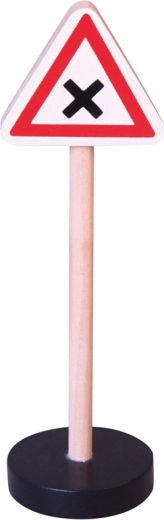 Houten verkeersbord - let op kruispunt