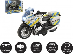 Moto de police 12 cm avec lumière et son, parlante en tchèque