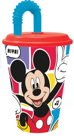 Beker met rietje MICKEY 430 ml, plastic