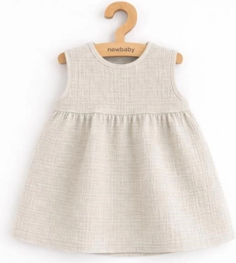 Mousseline babyjurk New Baby Ella, linnenlook, maat 68 (4–6 maanden)