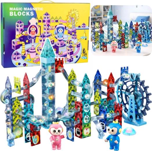 Magnetische bouwset – knikkerbaan met reuzenrad, 118 onderdelen