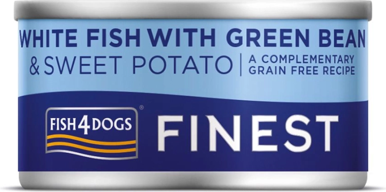 Pâtée pour chiens au poisson blanc, patates douces et haricots verts FISH4DOGS 85 g