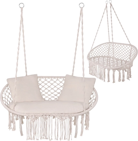 Balancelle suspendue type nid de cigogne pour deux, crème, GARDLOV
