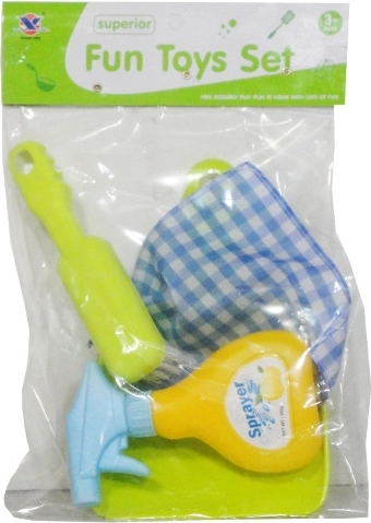 Set de ménage pour enfants dans un sac transparent