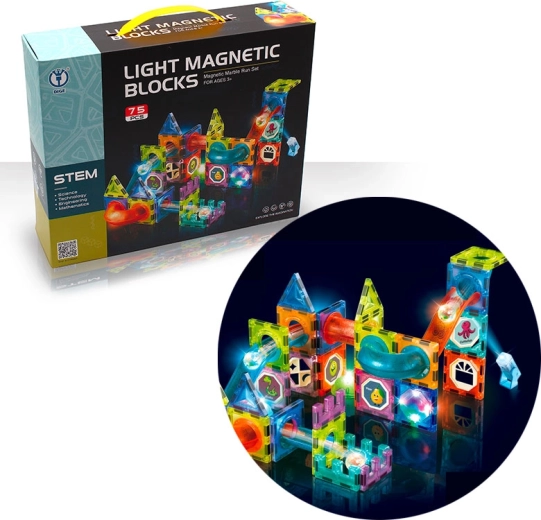 Circuit à billes magnétique lumineux 75 pcs