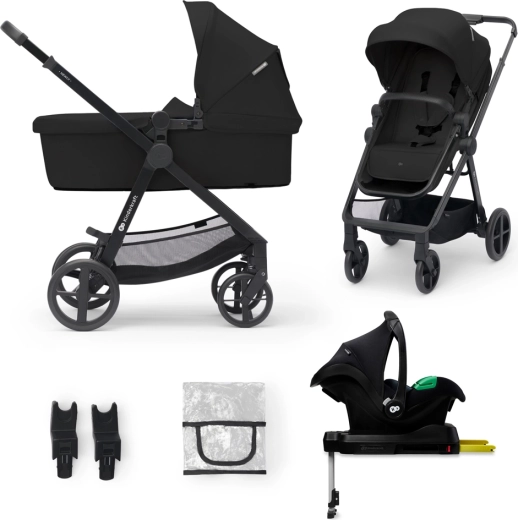 Poussette combinée 4-en-1 Kinderkraft Newly Classic Black avec siège auto Mink PRO