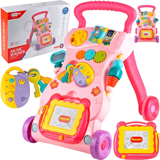 Lauflernhilfe mit Tafel und Schlüsseln, rosa