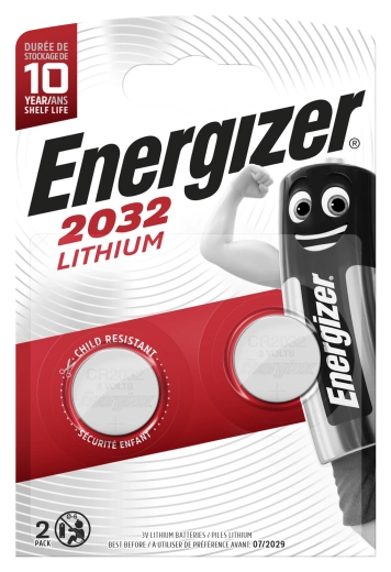 Lithium-Knopfzellenbatterie CR2032 3 V, 235 mAh, 2 Stk – Energizer