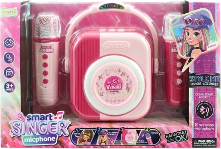 Karaoke set with 2 Bluetooth microphones - pink