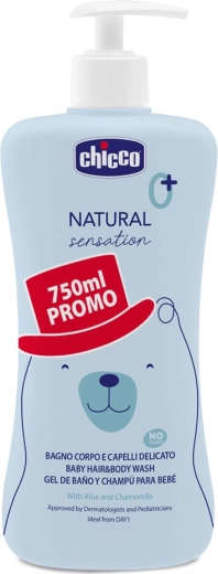 Chicco shampooing cheveux et corps Natural Sensation à l’aloe vera et à la camomille 750 ml
