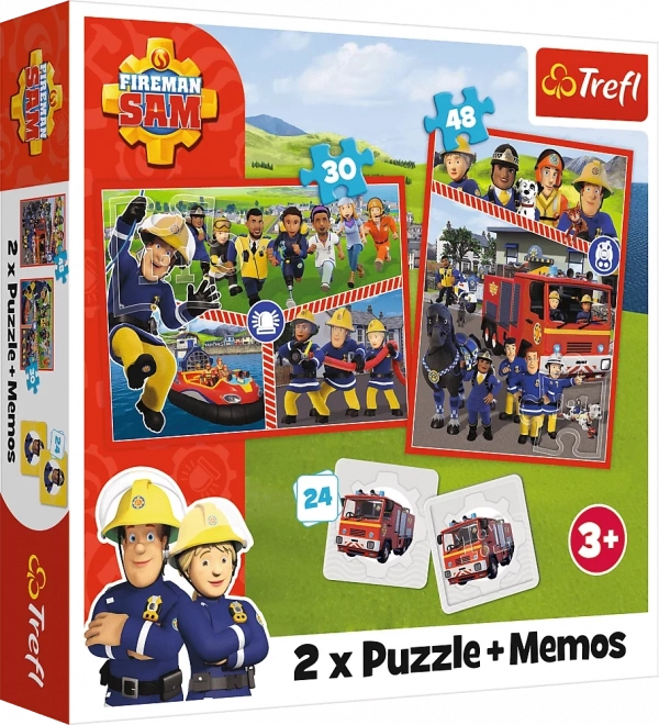 Puzzel 2-in-1 Brandweerman Sam met memo-spel