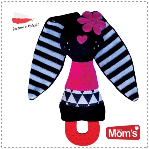 Rattling plush bunny with crinkly ears and teether for babies