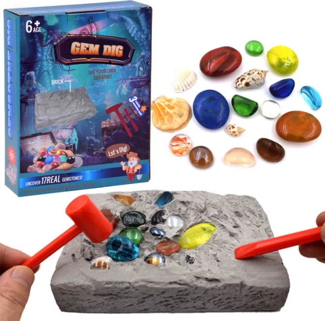 Coffret pour enfants d’excavation de gemmes et fossiles