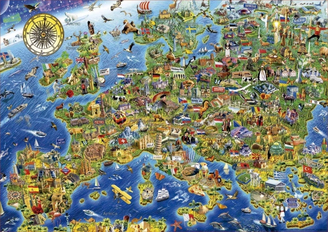 Puzzle Educa carte folle de l'Europe 500 pièces