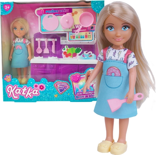 Doll Katka with Kitchen Set