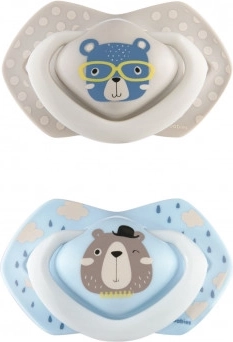 Canpol babies Set van symmetrische siliconen fopspenen Light touch 18m+ BONJOUR PARIS blauw